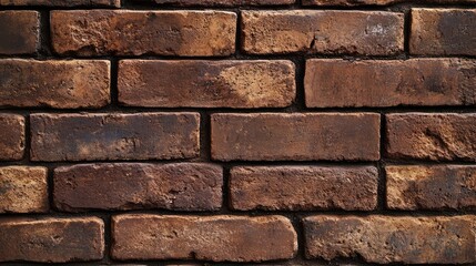 Naklejka premium Dark brown aged brick wall background with a rough and porous surface, providing a strong historical and rugged appearance.