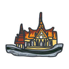 Bright and delicious Thai food: pad thai, tom yum, som tam, mango with rice. Authentic presentation, fresh herbs, spices, atmosphere of a street market or traditional restaurant. vector