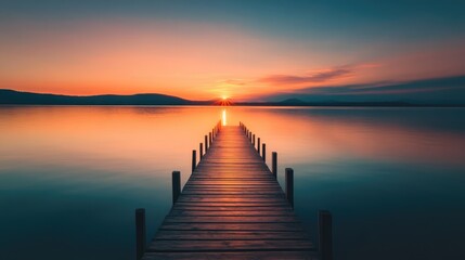 Fototapeta premium Tranquil Sunset on a Wooden Pier