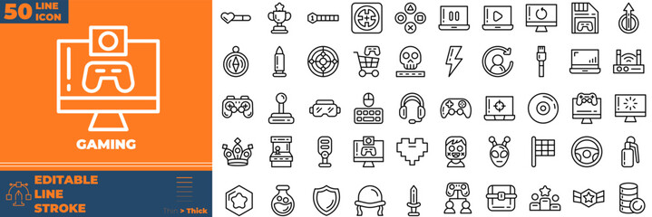 Gaming Line Editable Icons set. Vector illustration in modern thin line style of gaming icons: control, play, joystick, etc © Madani Pro