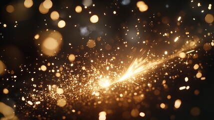A flurry of golden sparkles dance against a dark background, suggesting magic, celebration, and a touch of enchantment.