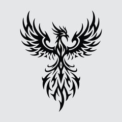Fototapeta premium stylized phoenix illustration in black and white