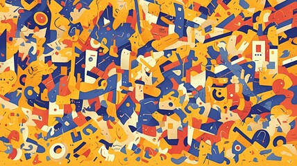 Abstract colorful shapes, playful design, vibrant background, website banner