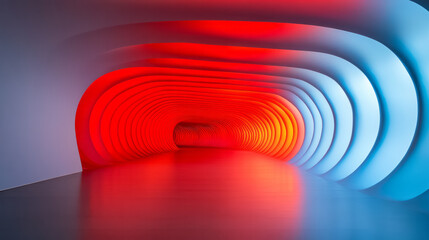 Fototapeta premium A low-angle perspective capturing sweeping lines of blue-red neon, each wave forming a futuristic