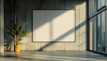 Obraz premium Large White Wall in Modern Room with Glass Windows and Trees Outside, Perfect for Showcasing Products or Artwork