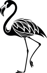 Flamingo Standing on One Leg, Black Silhouette Minimalistic Vector Illustration, Graceful Bird, Elegant Animal, Flamingo Design, Tropical Wildlife, Nature, Standing Flamingo, Bird Art, Vector Illustra