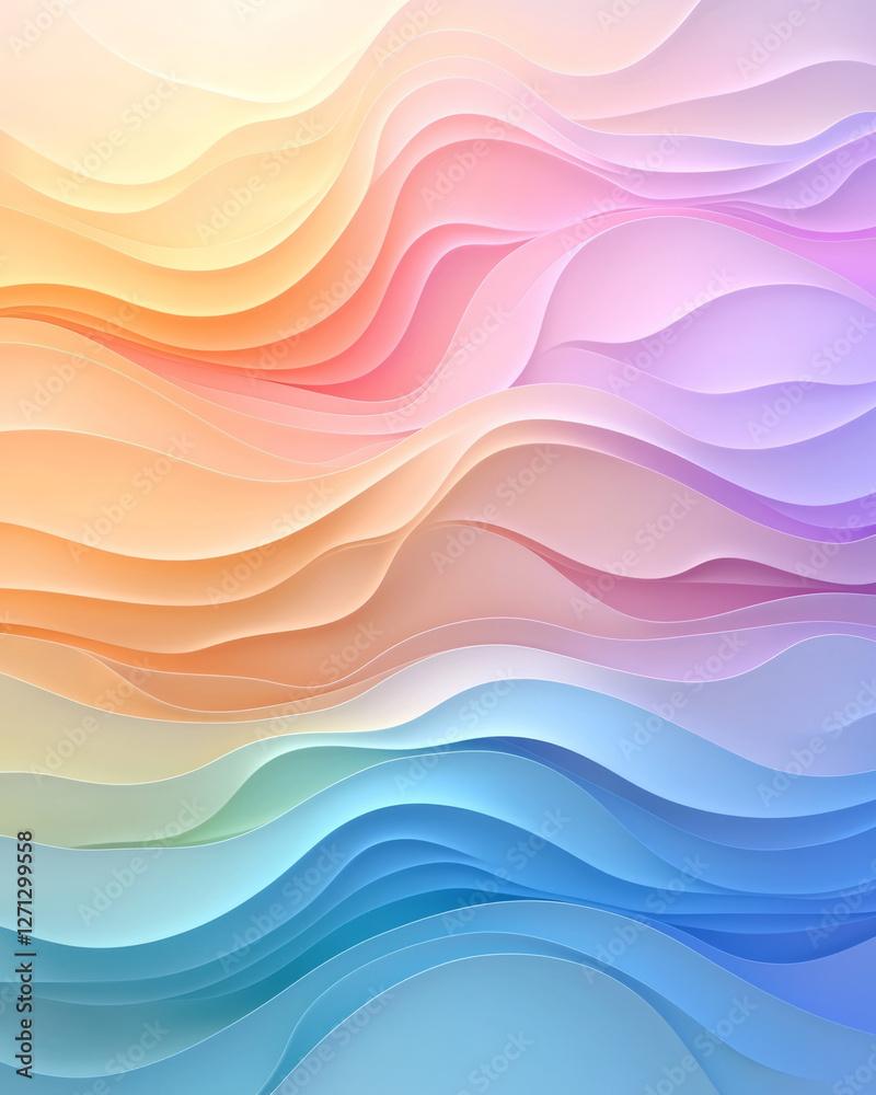 Aufkleber An overhead view capturing wave after wave of luminous pastel colors, softly undulating in a