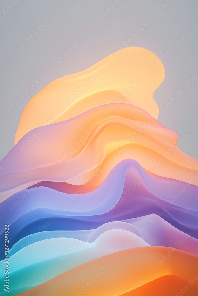 Aufkleber a time-lapse-inspired image of fluid waves shifting in color intensity, the luminosity increasing