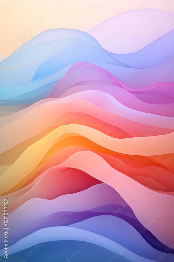Leinwandbilder A time-lapse-inspired image of fluid waves shifting in color intensity, the luminosity increasing