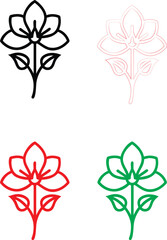 Decorative bows, simple line drawings, minimalist design, flat color illustrations, ribbon shapes, festive accents, gift wrapping elements, stylized bows, black red green blue outlines, clean graphic 