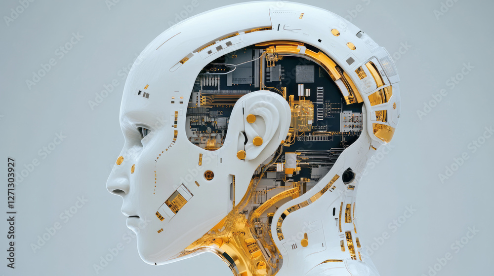 Aufkleber a calming gray backdrop frames the androidâ€™s poised stance, the contours of its face reminiscent