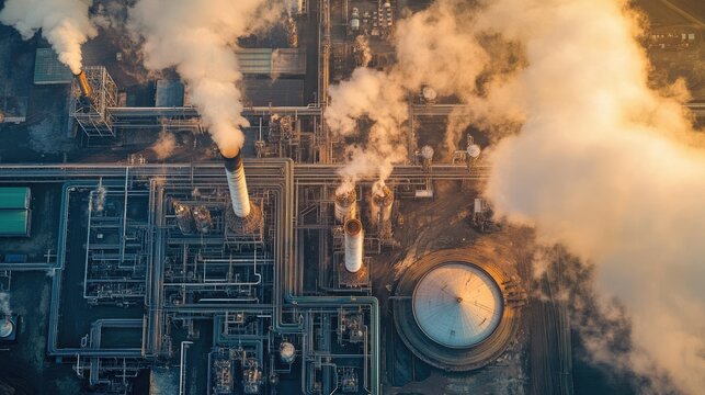 A factory using natural gas to power large industrial machinery