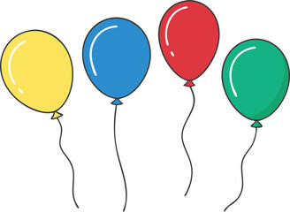 Balloons isolated icon on white background. Decoration for holidays and birthday party. Vector set Helium air balloon