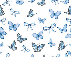 set of butterflies isolated on white	