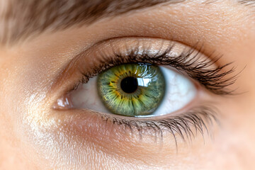 Obraz premium Close-up green eye, eyelashes, eyebrow, beauty, healthcare