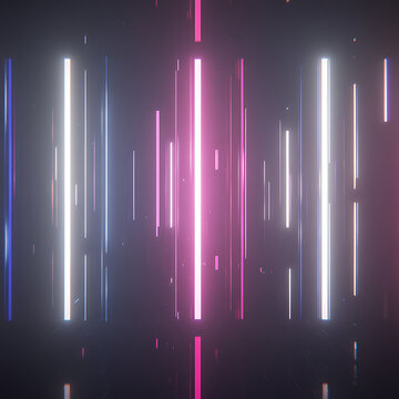 Vibrant Abstract Composition Featuring Geometric Light Forms and Symmetrical Design