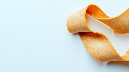 Close-Up View of an Elegant Orange Ribbon on a Light Blue Background
