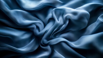 Obraz premium Flowing Blue Fabric Elegant Abstract Background of Draped Cloth with Smooth Waves and Soft Folds
