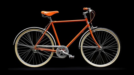 Fototapeta premium Orange Vintage Bicycle on Black Background