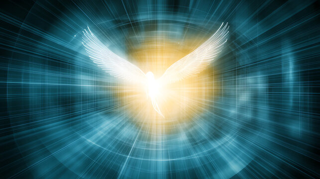 White Spiritual Bird Abstract Background Light Divine Radiance Enlightenment Graphic Artwork Design