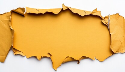 Torn Light Brown Paper on White Background