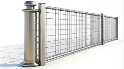 Metal Fence Section on White Background