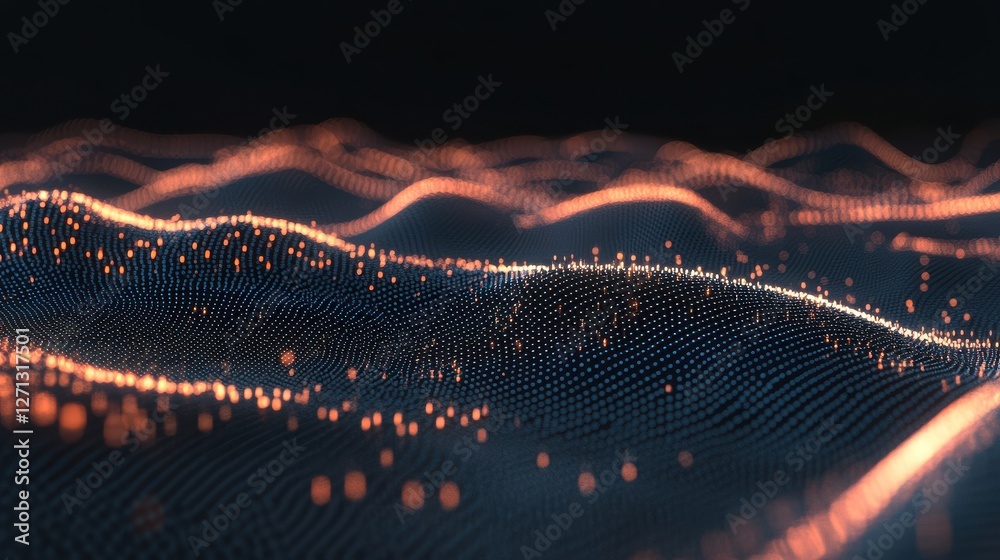 Poster abstract digital wave on dark background. technology and science concept. 3d rendering