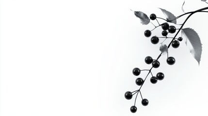 Black berries branch on white background