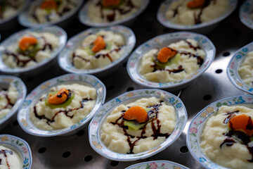 dessert, ice cream, mandarin, bowl, buffet, celebration, birthday, dessert, yoghurt, cake, sweet, chocolate, vanilla, cream, sorbet, delicious, fruit, plate, cold buffet, hotel, tourism, wedding, food