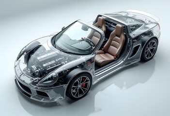 Background on the structure of electric cars and the concept of E-mobility Electric vehicle battery charging technology,3d rendering
