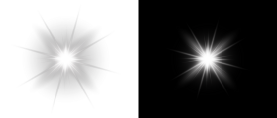 Yellow star flashed with sparkles sun isolated on white background. Soft glow without departing rays, sunlight with lens flare effect. PNG vector light effect