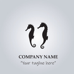 sea horse logo company black and white vector illustration
