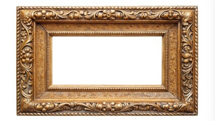 Ornate Wooden Frame on White Background