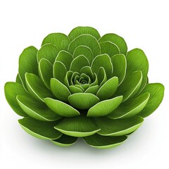 Obraz premium Vibrant green succulent plant showcasing intricate leaf patterns and textures., on a white background.
