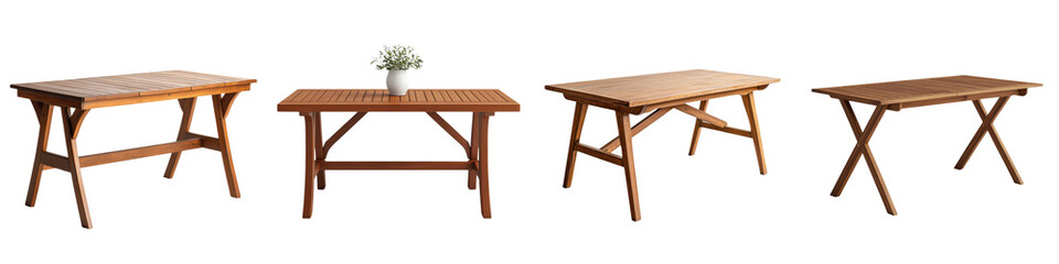 Collection of elegant and minimalist wooden furniture pieces including tables desks and accessories perfect for creating a modern organized and inviting workspace or home interior design