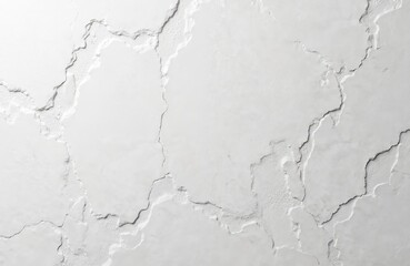 Obraz premium Close-up of textured cracked white wall surface. Concrete plaster background. Smooth, rough, bright surface. Interior decor architecture. Simple, minimal, modern aesthetic with light, shadow, home