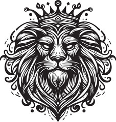 sketch of a tribal lion tattoo. lion king logo. vector drawing graceful and graceful king of beasts lion