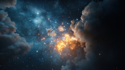 Obraz premium Night sky filled with numerous stars against a dark background revealing celestial beauty