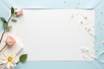 Fototapeta premium Pastel Floral Frame with Blank Space for Text and Decorative Elements