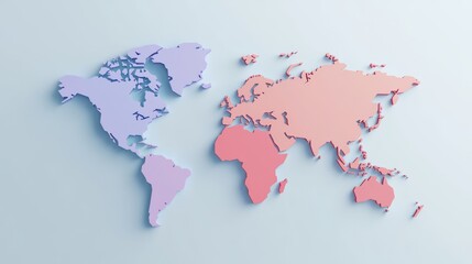 World map infographic concept. Vibrant Gradient 3D World Map for Infographic Design
