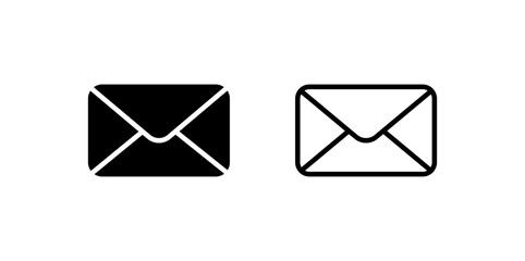 Mail envelope icon set. Email letter flat icon and outline icon. Simple vector symbols illustrations. Send mail message signs collection