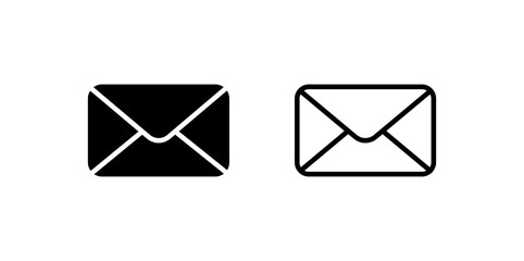 Mail envelope icon set. Email letter flat icon and outline icon. Simple vector symbols illustrations. Send mail message signs collection