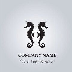 sea horse logo company black and white vector illustration