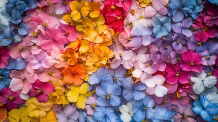 Obraz premium A vibrant abstract background of spring flowers from an aerial view
