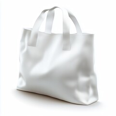 A realistic high-resolution sharp image of a plain white tote bag sturdy fabric subtle texture visible stitching reinforced handles soft shadows photorealistic presentation.