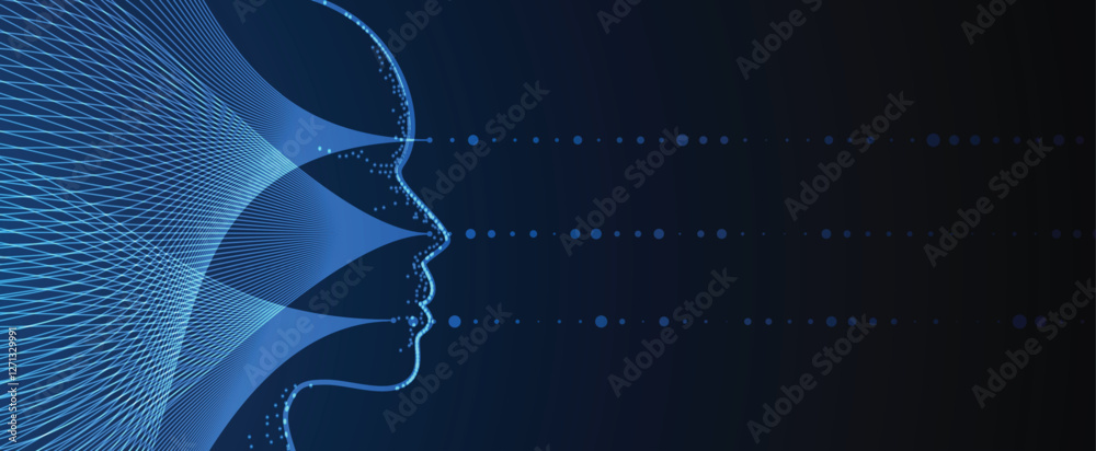 Poster Neural network with computer circuit board futuristic background