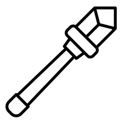 Magic wand outline icon with a crystalline tip for spellcasting