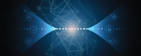 Neural network with computer circuit board futuristic background