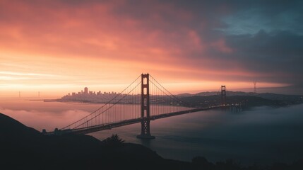 Obraz premium Golden Gate Bridge at Sunset, San Francisco