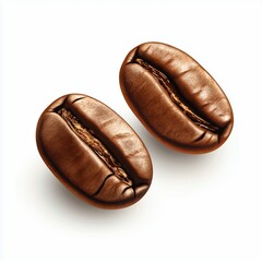 Fototapeta premium Realistic illustration of roasted coffee beans with cracks, rich brown color, detailed texture, and natural shadows on a clean white background.